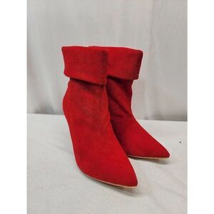 Perphy Pointed Toe Foldable Slip on Stiletto Heels Ankle Boots Womens 7.5 Red